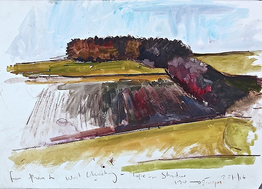 Salisbury Plain gouache sketch